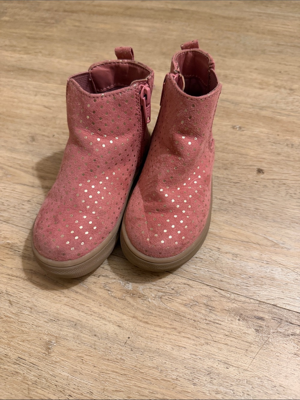 GAP Girls Rose Pink Metallic Dot Zip Boots